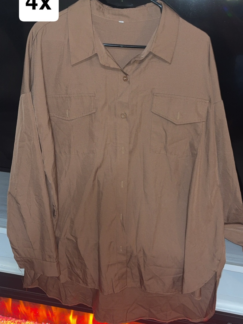 Oversized Brown Button-Up Shirt
